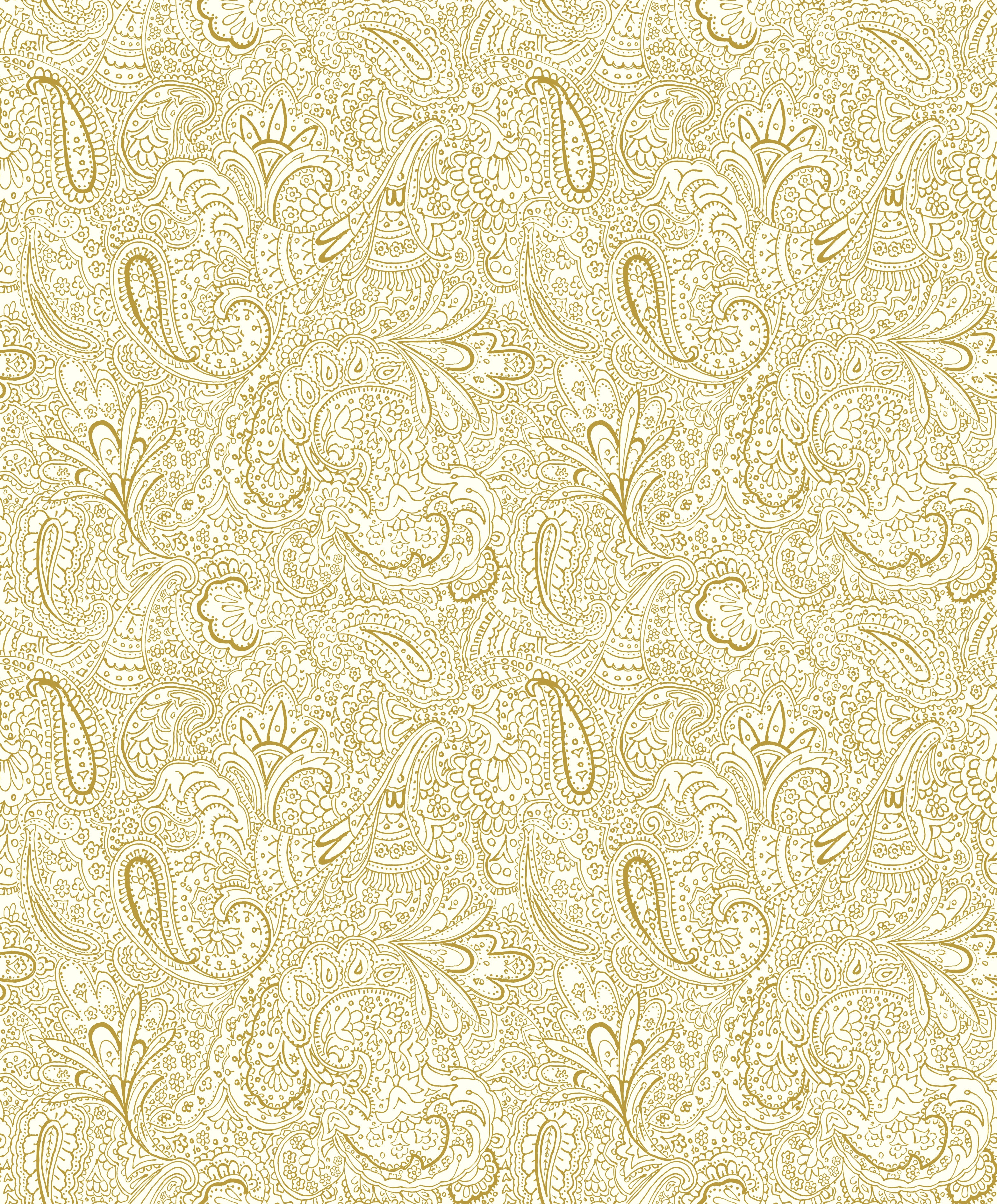 Galerie Wallcoverings 11301 Paisley Trellis Gold Wallpaper